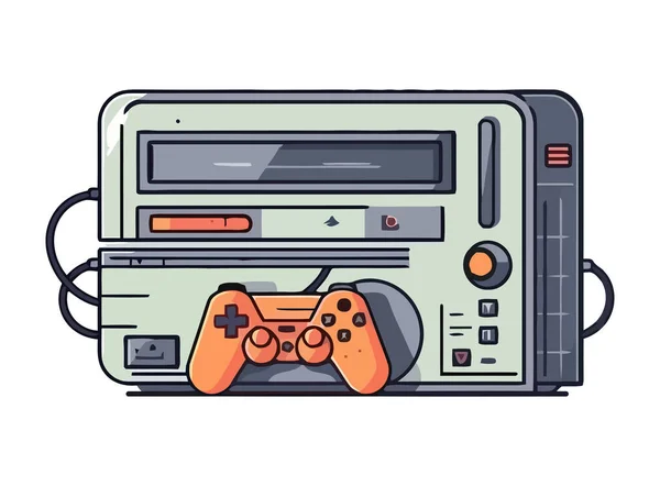 Zole Edilmiş Eski Bir Joystick Simgesi Ile Video Oyunları Oynamak — Stok Vektör