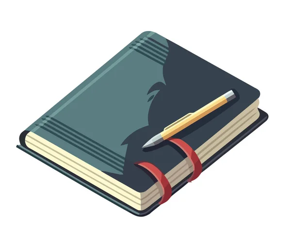 Textbook Literature Pen Icon Isolated — Stock Vector