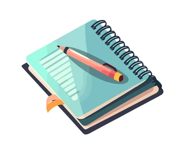 Eğitim Kitabı Kalem Simgesi Ile Başarı Öğreniliyor — Stok Vektör