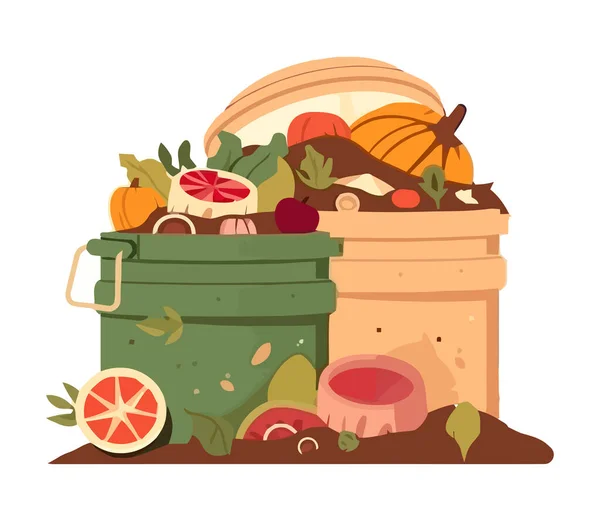 Ikona Pojemnika Odpady Organiczne Recyklingu Odizolowana — Wektor stockowy