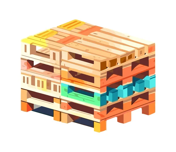 Rack Palettes Bois Icône Isolé — Image vectorielle