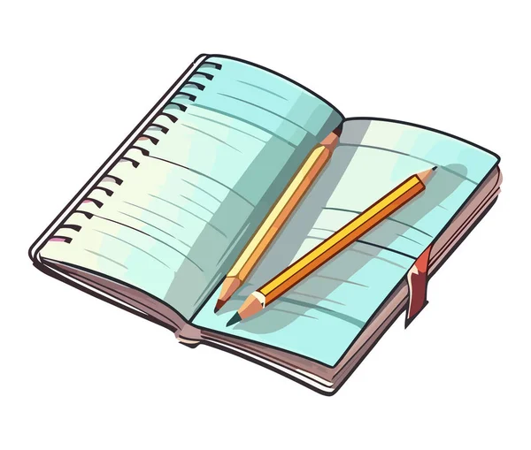 Lernen Mit Bleistift Und Papier Isoliertes Illustrationssymbol Isoliert — Stockvektor