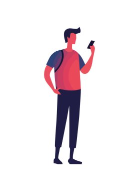 Cep telefonu simgesi tutan adam izole edildi
