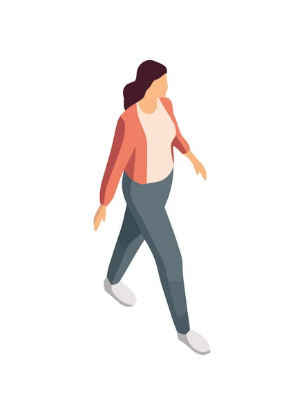 Νεαρή Γυναίκα Ενηλίκων Περπατώντας Εικόνα Απομονωμένη — Διανυσματικό Αρχείο