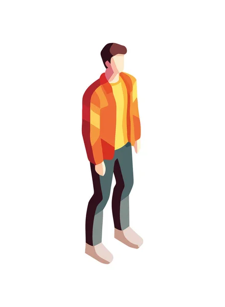 Young Man Fashionable Clothes Icon Isolated — Stock Vector