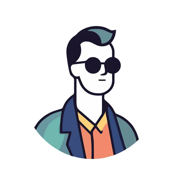 Lächelnder Geschäftsmann Mit Sonnenbrille Vektor Illustration Avatar Symbol — Stockvektor