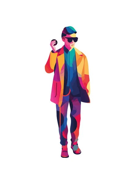 Man Walking Futuristic Suit Design Icon Isolated — Stock Vector