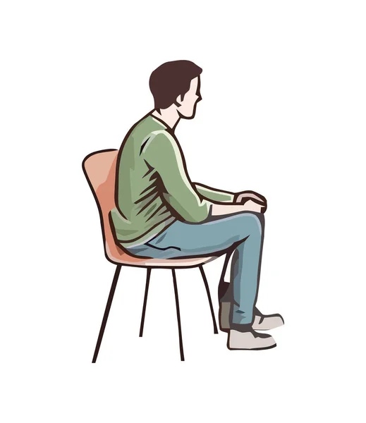孤立した快適な椅子のアイコンに座っている一人 — ストックベクタ