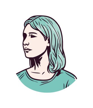 Neşeli genç kadın izole edilmiş bir stil simgesi çiziyor