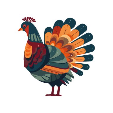 Tatlı çizgi film hindi çiftliği ikonu izole edilmiş.