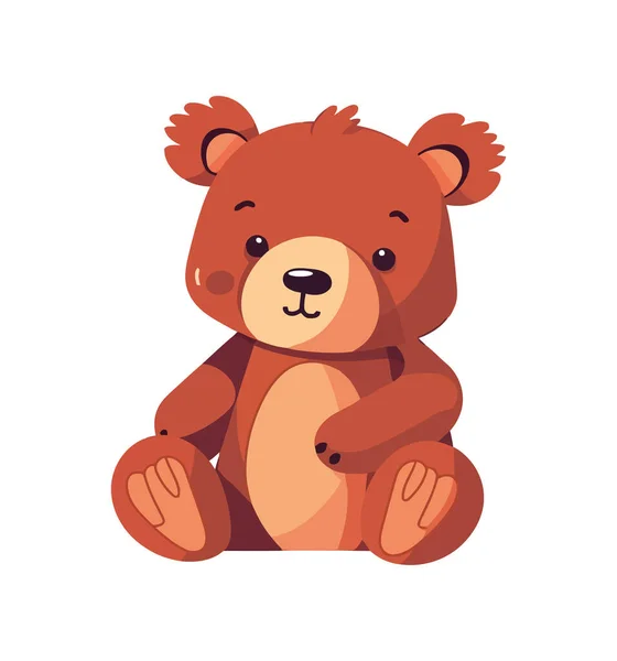 Cute Teddy Sitting Playful Fun Icon Isolated — Stock Vector