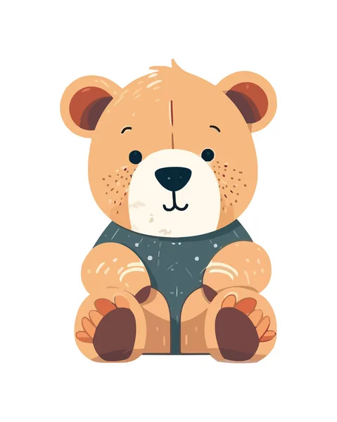 Fröhliche Niedliche Teddybär Ikone Isoliert — Stockvektor