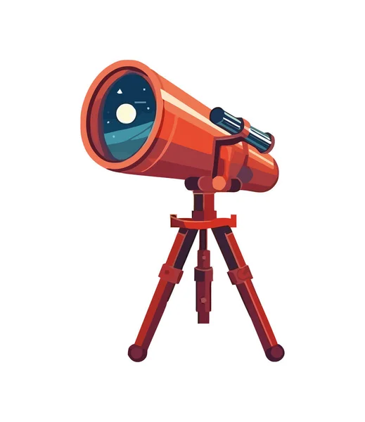 Mirando Través Del Telescopio Icono Luna Aislado — Vector de stock