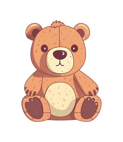 Kleine Vrolijke Teddybeer Zitje Pictogram Geïsoleerd — Stockvector