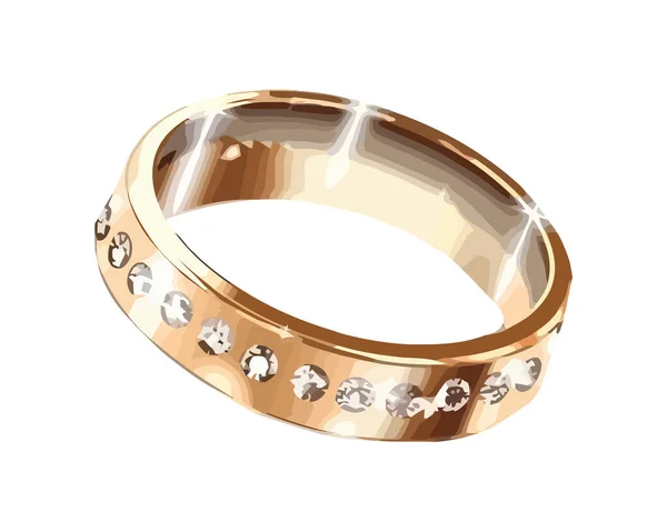 Inelul Aur Strălucitor Simbolizează Icoana Lux Izolată — Vector de stoc