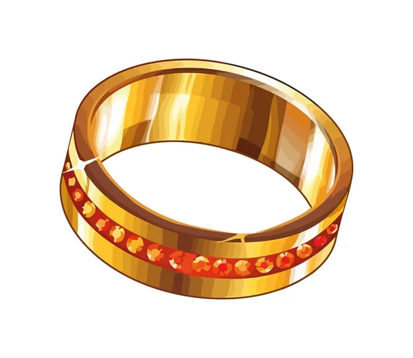 Błyszcząca Złota Biżuteria Symbolizuje Miłość Ikonę Bogactwa Izolowane — Wektor stockowy