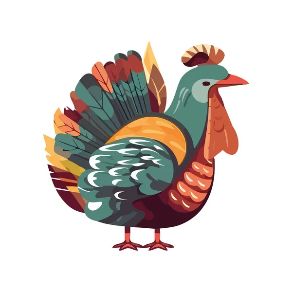 Feathered Turkey Bird Icon Isolated — Stock Vector