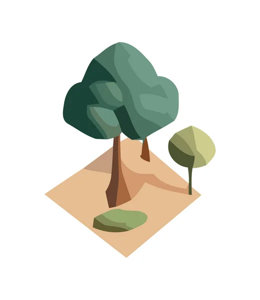 Зеленые Деревья Символизируют Рост Окружающей Среде Иконки Изолированных — стоковый вектор
