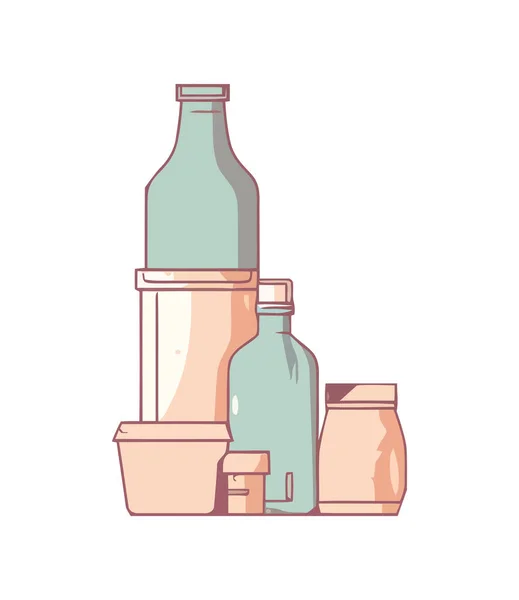 Behälter Flaschen Und Becherschablone Isoliert — Stockvektor