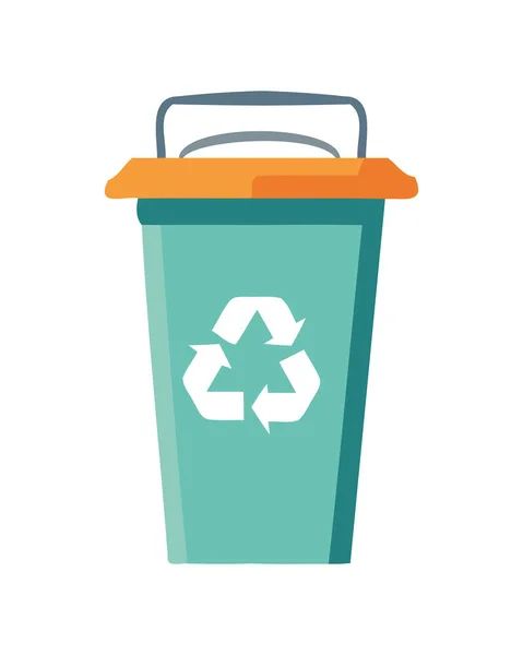 Plastik Çöp Kutusu Simgesi Üzerindeki Geri Dönüşüm Sembolü Izole Edildi — Stok Vektör