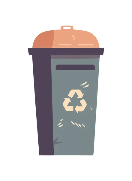 Çöp Kutusunda Geri Dönüşüm Sembolü Doğa Koruma Simgesi Izole — Stok Vektör