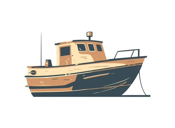 Icona Della Nave Vela Simboleggia Vacanze Estive Yachting Isolato — Vettoriale Stock