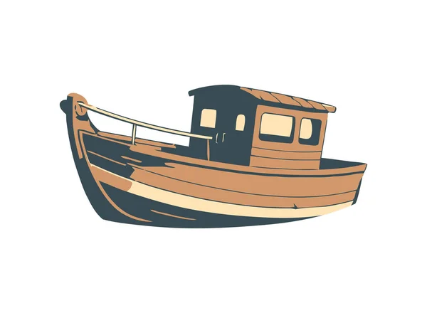 Naviguez Les Vagues Sur Une Vieille Icône Yacht Isolé — Image vectorielle