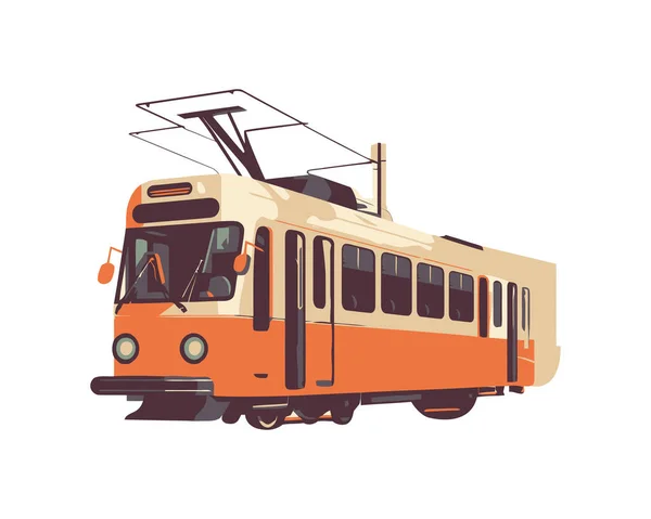 Moderne Tram Versnelt Passagiers Een Reis Pictogram Geïsoleerd — Stockvector