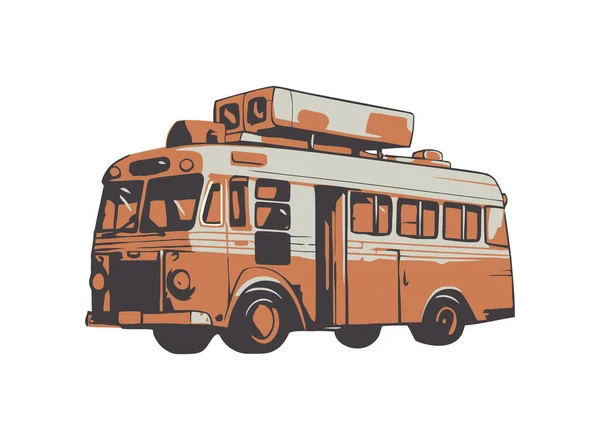 古式巴士提供冒险旅游图标隔离 — 图库矢量图片