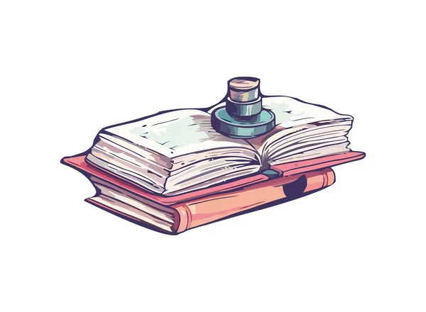 Stack Vecchi Libri Testo Istruzione Timbro Icona Isolato — Vettoriale Stock