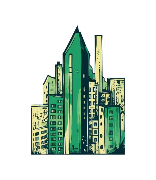 Modern City Skyline Illustration Iconic Buildings Icon — Stock Vector