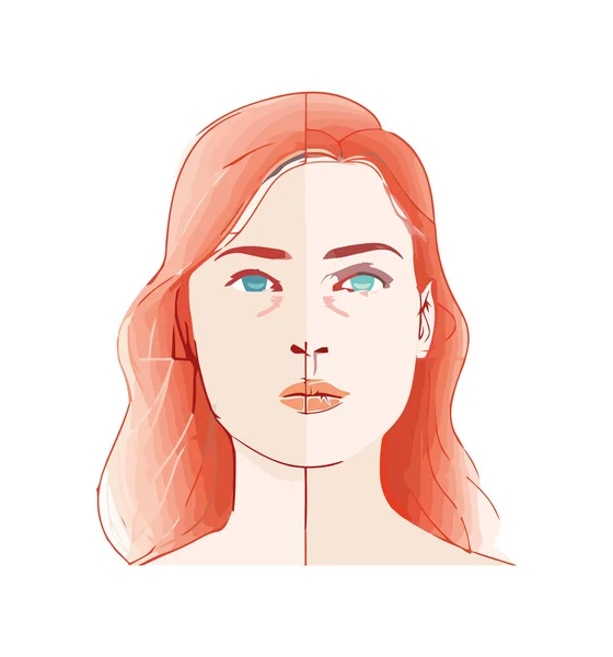 Красивая Молодая Женщина Стильной Иконой Каштановых Волос — стоковый вектор
