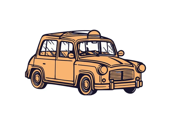 Vecchio Stile Taxi Auto Icona Isolato — Vettoriale Stock