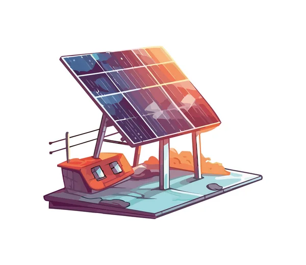 Paneles Solares Generan Icono Electricidad Aislado — Archivo Imágenes Vectoriales