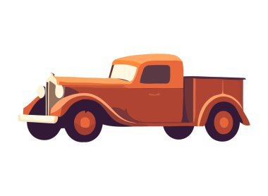 Eski moda kamyonet taşıma ikonu izole edildi