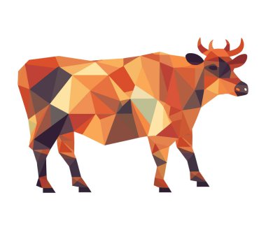 Düşük polimerli inek silueti izole edilmiş bir simge
