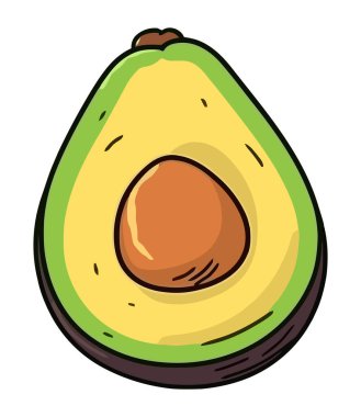 Taze avokado dilimi, sağlıklı atıştırma ikonu için mükemmel izole edilmiş.