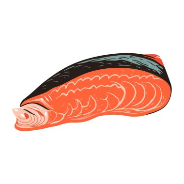 Vektör illüstrasyonunda gurme deniz ürünleri yemek simgesi izole