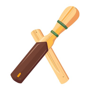 Eğlenceli çizgi film kriket sopası simgesi izole edildi