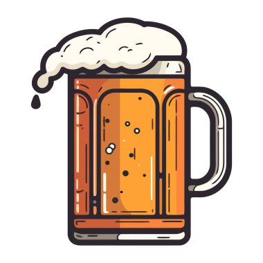 Köpüklü bira bardağı, izole bira ikonunda kutlamayı sembolize ediyor.