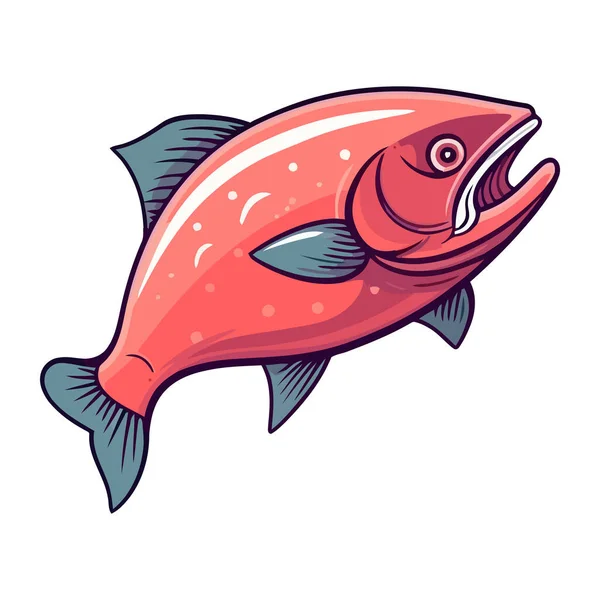 Cute Cartoon Fish White Background Icon Isolated — Stock Vector