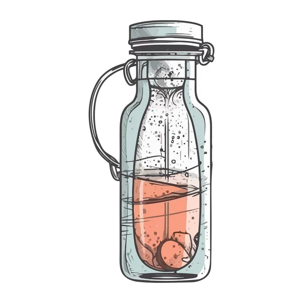 Botella Vidrio Transparente Bebida Fresca Icono Aislado — Vector de stock