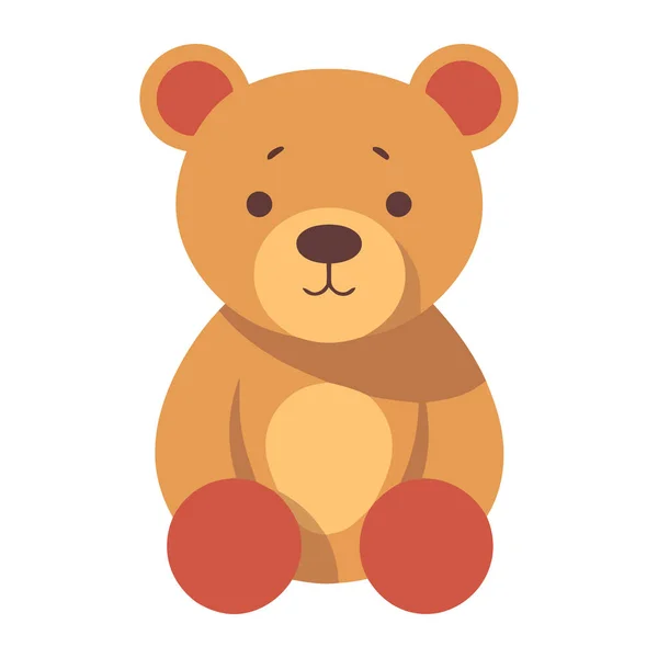 Niedlicher Teddybär Sitzt Isoliert — Stockvektor