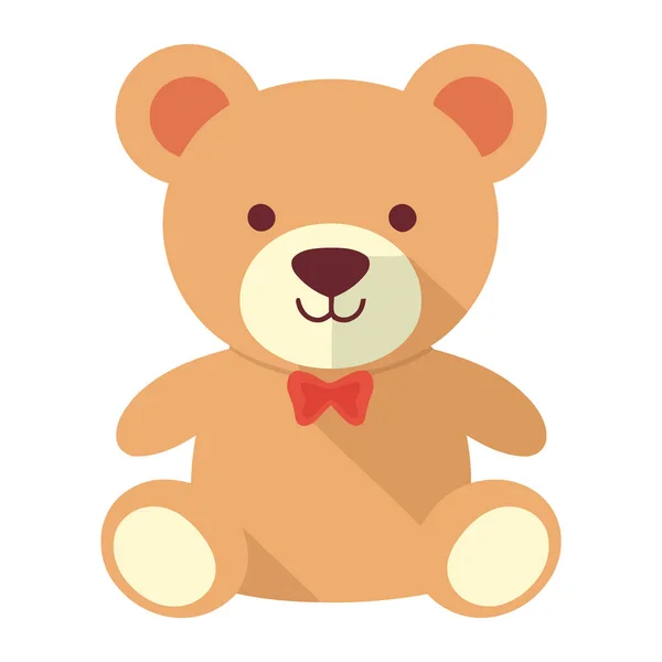Niedlichen Teddybär Sitzt Auf Weißem Hintergrund Symbol Isoliert — Stockvektor