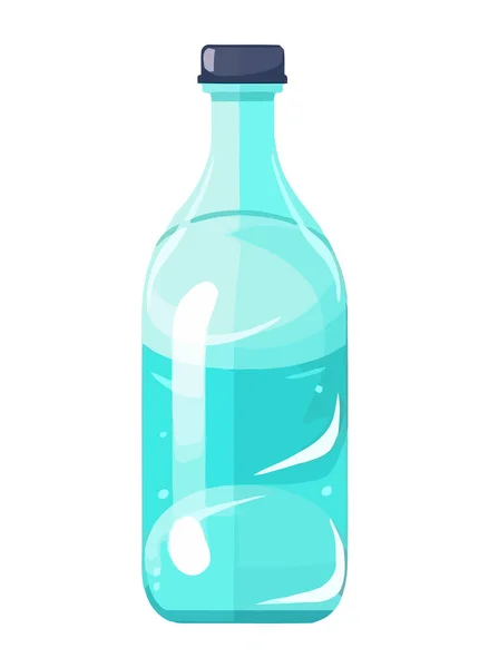 Transparente Plastikflasche Mit Blauem Reinwasser Symbol Isoliert — Stockvektor