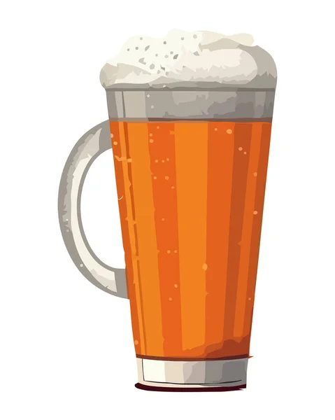 Bière Mousseuse Dans Une Tasse Jaune Icône Acclamations Isolé — Image vectorielle