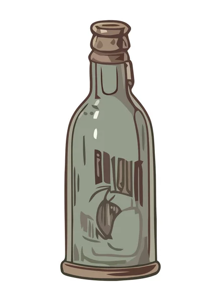 Organic Bottle Beer Label Design Hand Drawn Icon — Stock Vector