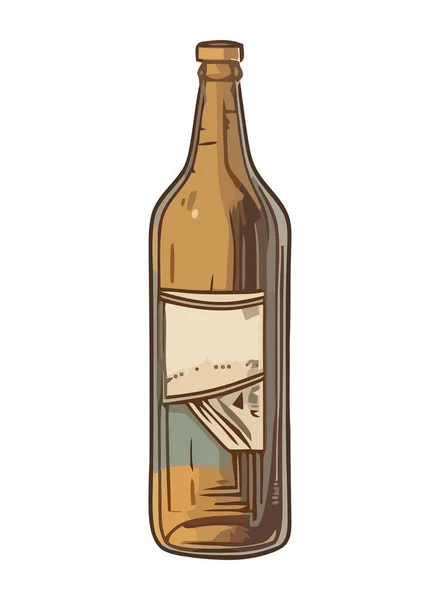 威士忌酒瓶图标的手工酿酒标签设计 — 图库矢量图片