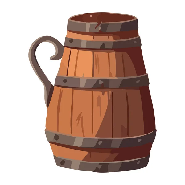 Dřevěný Hrnek Pivo Pro Oslavu Ikony Izolované — Stockový vektor
