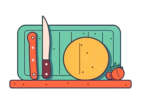 Keskin Bıçaklarla Dilimlenmiş Taze Organik Sebzeler — Stok Vektör
